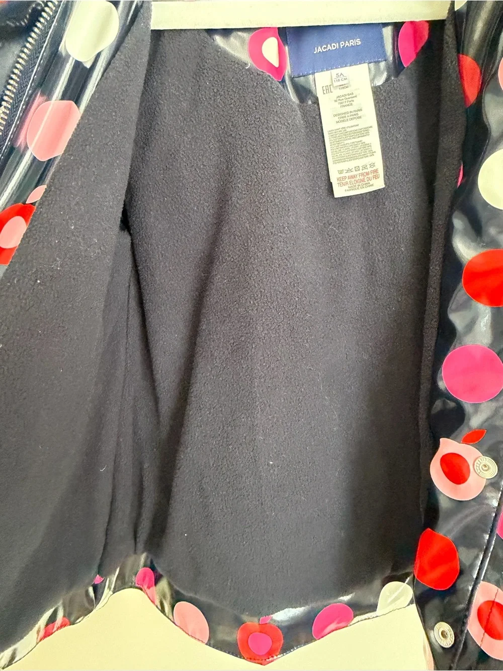 Jacadi Girls Printed Raincoat with Fleece Lining